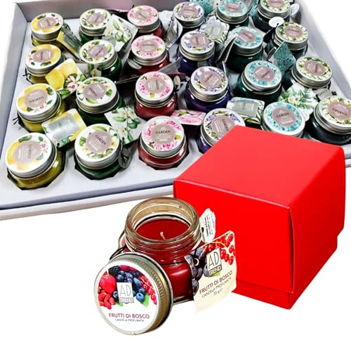 Regalami. Shop 24 Kerzen + 24 Boxen für Weihnachtsgeschenke, sechs verschiedene Essenzen Werbegeschenke für Geschäfte