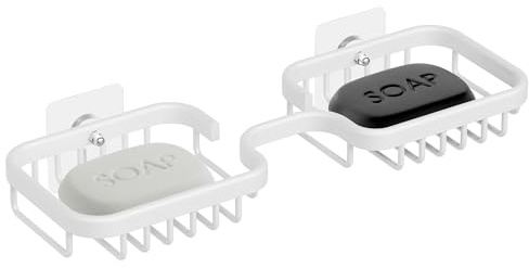 Dancrul Jaboneras de baño, jabonera de barra para pared de ducha, bandeja de jabón autodrenante de metal a prueba de óxido, jabonera montada en la pared para ducha, soporte para barra de jabón de