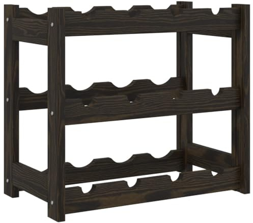 vidaXL Casier à Bouteilles pour 12 Bouteilles Noir Bois pin Solide
