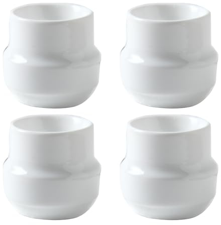 Vastsea 4 Stück Keramik-Eierbecher, CremeWeiß Porzellan EierStänder, Mit Ablage Eierständer Egg Cup, Geeignet für Küche Esszimmer(Weiß)
