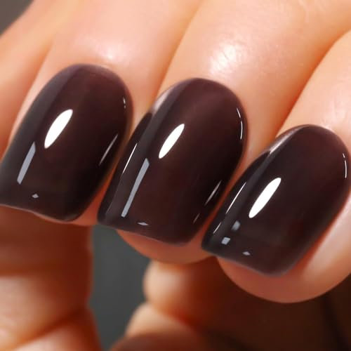 Imtiti Jelly Black Gel Nail Polish, Nude Black Gel Polish Translucent Color UV/LED Soak Off Nali Polish for Winter and Spring 1Pcs 15ml
