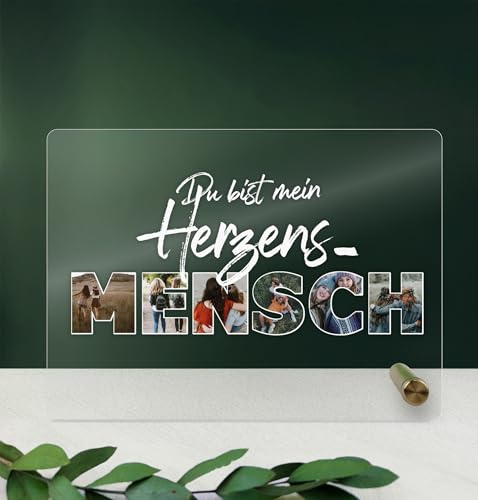 Du bist mein Herzensmensch - Acryl Foto Geschenk - Jahrestag Geschenk Für Ihn - Partner Geschenke Für Ihn, Geburtstagsgeschenke Kleinigkeiten, Freundschaftsgeschenke, Paar Geschenke Für Ihn,