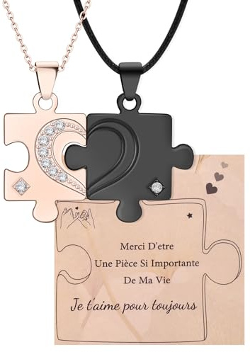CheersLife Collier Couple, Cadeau Noël et Saint Valentin, Bijoux Original pour Homme Femme, Puzzle pour Petite Amie Petit Ami Mari Amis