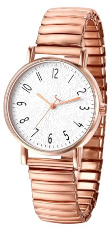 Avaner Women's Big Dial Watch Easy Reader Watch Elastic Stretch Band Wristwatch