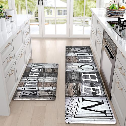 Yugarlibi Kitchen Mats Sets, 2 Piece PVC Memory Foam Kitchen Rugs