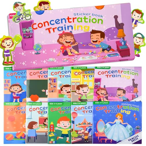 ASTARON Lot de 10 livres d'activités autocollants pour enfants, cadeaux d'anniversaire pour enfants, voyage en voiture, avion, activités de voyage, jouets éducatifs sensoriels, cadeaux d'anniversaire