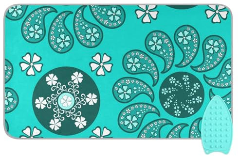 Green Floral Homes Bügelmatte/Pad (groß, 119,4 x 71,1 cm) mit 3 mm Polsterung und Silikon-Bügelauflage zum Dampfpressen auf Tischplatte oder Bett, hitzebeständig, tragbar, Quilt- und Reisedecke
