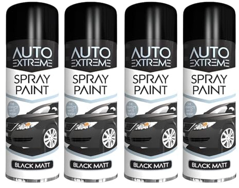 PNJB All Purpose Spray Paint, Matt Spray, Matt Aerosol, Clear Durable Appearance, High Performance, Fast Drying, Multipurpose Black Spray Paint (4 Pcs)