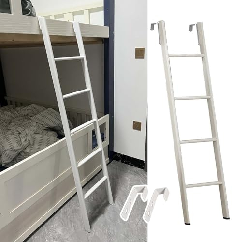 Hochbett Leiter Nur Weiße Etagenbettleiter - 45/50/55/59/63 Lang, Metallersatz-Wohnmobilkojenleiter mit Haken, Kletterleiter für Wohnheimcamper (Size : 116cm/45)