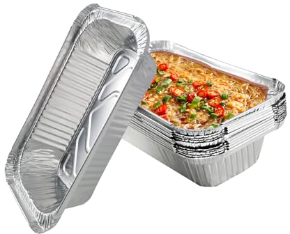 VFFNFF 50 Pezzi Teglie Alluminio Usa e Getta, Vaschette per Barbecue, Torta, Frutta, Cottura, Picnic, Campeggio, Spiaggia (650ML)