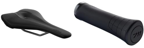 SQlab Unisex – Erwachsene 611 Ergowave Active 2.1 MTB Tech & Trail Fahrradsattel, Schwarz, 13 cm & Unisex – Erwachsene 711 2.0 Fahrrad Griffe, Schwarz, S