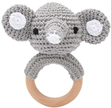 Aublinto Baby Beißring Baby Beissring Zahnungshilfe Holztiere Beißring Holz Tiere Kinder Beißring Holzring Holzbeissring Wooden Teether für DIY Schmuck Handwerk