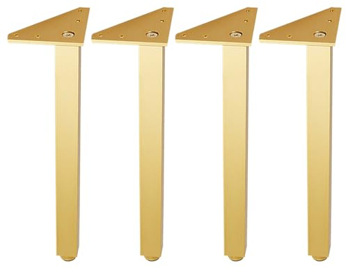 Tischbeine Höhenverstellbar, 4 Stück Quadrat Möbelfüße Gold Tischfüße Höhe: 6-30cm Sockelfuß Aluminiumlegierung | Eloxierte Oberfläche | Couchtisch TV Tisch Beistelltische Kommode-30cm/11.8