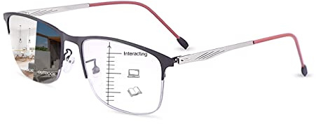 PEEPAI Photochrom Progressive Multifokus Lesebrille Frühlingsscharnier UV Sonne Leser Blaues Licht Blockieren Brillen Männer Frauen