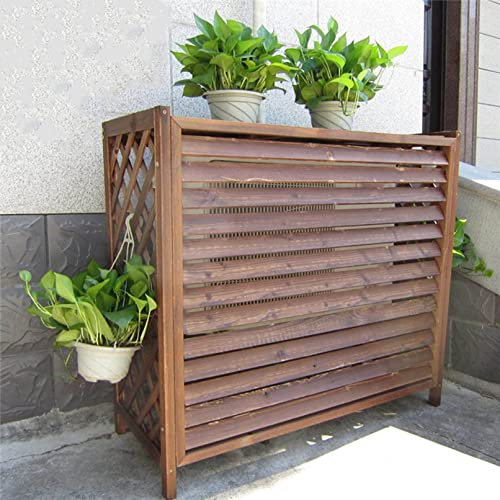 Holz-Klimaanlagenregal, Sichtschutzzaunabdeckung, Outdoor-Trennwand, Blumenständer für Terrasse, Garten, Balkon, 103 x 44 x 93 cm