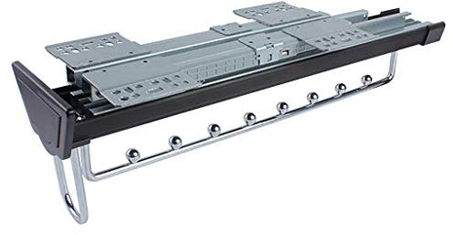 erkebspm Ausziehbare Kleiderstange für den Schrank, Metallgleitschiene mit Dämpfer, ausziehbare Hängestange für einen Kleiderschrank mit Einer Tiefe von 47 cm, Metallgriff, Schwarz