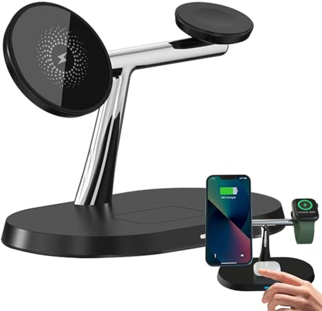 Caricabatterie per telefono senza fili - Supporto multifunzionale per orologio da tavolo | Stazione di ricarica wireless da 15 W, supporto di ricarica wireless magnetico per telefono