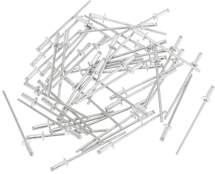 TUCKBOLD Remaches Ciegos De Cabeza De Cúpula Con Gran Brida Tono Plateado 50 Pcs 2.4mm De Diámetro De Agarre 8mm De Longitpc De Agarre 5mm De Brida Aleación De Aluminio Hierro