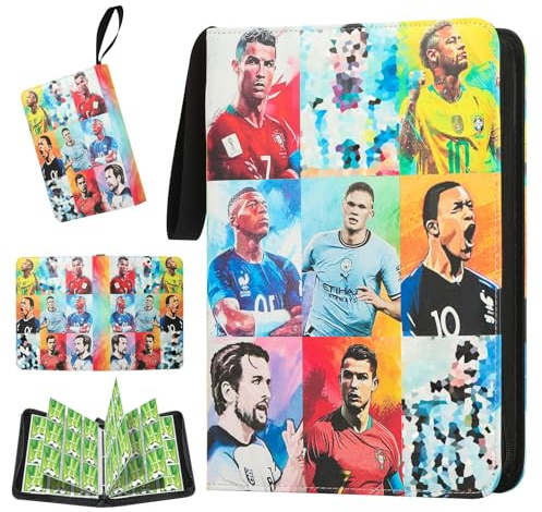 TCGUARD Fußball Sammelalbum mit 720 Taschen für Sportkarten, Fußball Karten etc. Sammelkarten Album für Fußballkarten, Doppel-Seiten mit Wasserdichtes PU und Reißverschluss für Fußball Karten, Fäbig