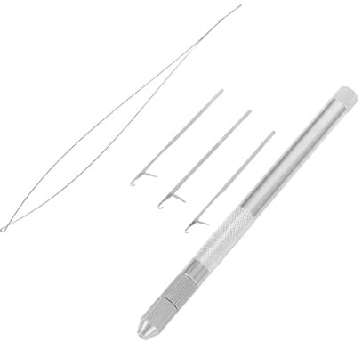 OSALADI 1 Juego Extensión De Pelo De Ganchillo Enhebradores De Agujas Para Coser a Mano Aguja De Bucle De Extensión De Cabello Agujas Enhebradas Herramientas De Trenzado Silver Aluminio