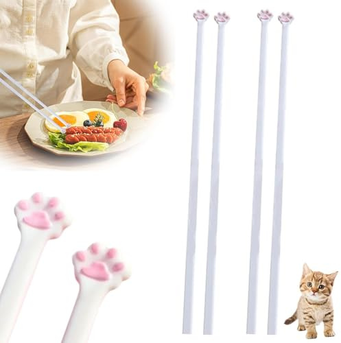 3 Paar Katzenpfoten Essstäbchen, Essstäbchen Mit Katzenpfoten, wiederverwendbar, 3D-Gedruckte niedliche rosa Pfotenabdrücke Essstäbchen, Für Zuhause Hotel, Restaurant (2 Paar)