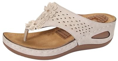 Sandalias de cuña con plataforma elegantes para mujer, sandalias de verano para masaje de flores, sandalias de dedos con agujeros, sandalias transpirables, sandalias de corcho para el pie, sandalias