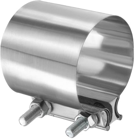 sourcing map Stainless Steel Lap Joint Band Exhaust Clamp 80-88mm | Clamp Exhaust Pipes Connection,with M10x55.5 Screws,for Car Muffler Elbow Pipes