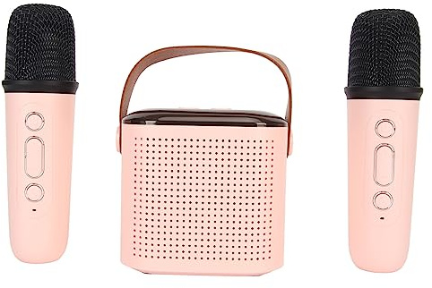 Jectse Mini Karaoke Machine Sulvisita Altoparlante Portatile con 2 Microfono Wireless, Facile da Connettersi per un'esperienza KTV Individuale, Adatto per Viaggi e Fasi (PINK)