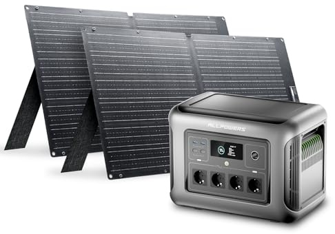 ALLPOWERS R1500 LITE 1056Wh 1600W Power Station con 2x 100W Pannello Solare | Generatore Solare Batteria LiFePO4, UPS Stazione di Energia Portatile 35dB per Emergenza black-out Campeggio RV Uso Domestico