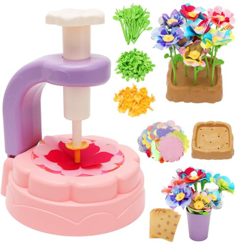 DASIAUTOEM Gör-det-själv blommor pysselset för barn, blompress barn, blommor, pysselleksak med blommaskin, blomträdgård, leksak, gör-det-själv flickleksak, tyg, blommor, pysselset för flickor från 3