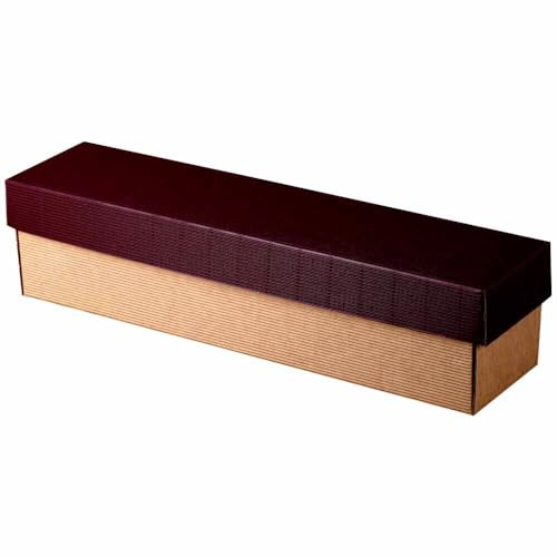1er Geschenkkarton mit Stülpdeckel, 36 x 9 x 9 cm, Bordeaux/Natur, 25 Stück