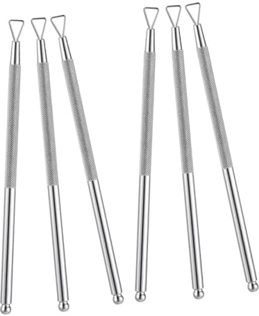 HAMPPLIES Juego de 6 Herramientas para Uñas de Acero Inoxidable Removedor de Cutículas y Esmalte Empujador y Raspador para Manicura Casa Limpieza Precisa de Uñas de Gel