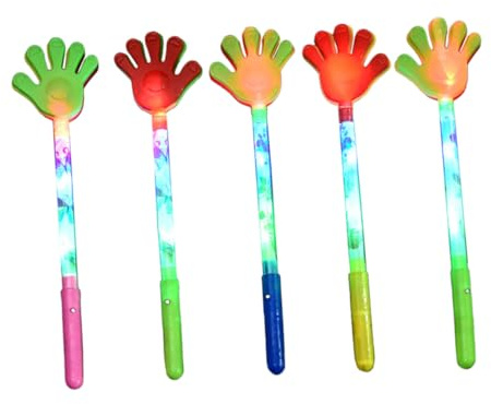 Lurrose 5 piezas Palmas Luminosas de Mano con Cinco Dedos Juguetes de Animación para Herramientas de Aplausos para Fiestas y Conciertos Colores Surtidos Sonido Fuerte y Seguro