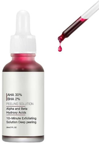AHA 30% + BHA 2% Peeling-Lösung Gesichtsserum,Tiefenreinigung Porenreiniger & Blackhead Remover,Peeling für das Gesicht Damen und Männer zur Gesichtsreinigung,Strahlender Teint,30ml