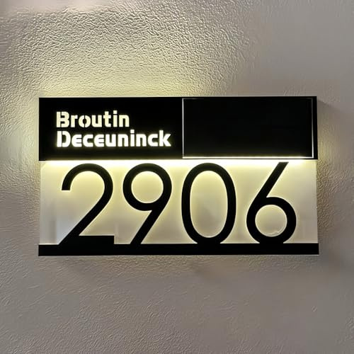 Individuell Gestaltbares Solar-Hausnummernschild, Wasserfeste, Beleuchtete Hausnummern Für Außenbereich, Eingang, Hof Und Garten, Einzugsgeschenk