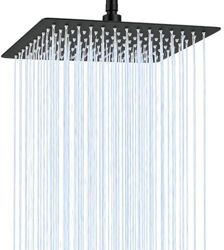 Bubuny 8 Alcachofa de Ducha de Lluvia, 20cm Negro 304 Acero Inoxidable Cuadrado, 360° Cabezal de Ducha Ajustable para Ducha Redondo Alcachofa de Ducha de Acero Inoxidable Cabezal de Ducha Lluvia
