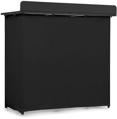 Vonyx DBF105 – Cabina DJ Plegable de 1 Metro con Estructura de Aluminio Fundas Lycra Blanca y Negra repisa Inferior pasacables y Bolsa de Transporte Resistente para DJs móviles