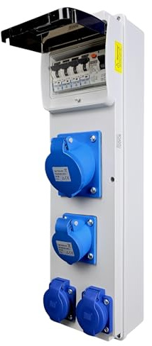 RoadEu Quadro elettrico 230V IP44 con differenziale 40A 30mA e magnetotermici | 1 presa CEE 32A, 1 CEE 16A 3P e 2 Schuko | quadro da parete precablato