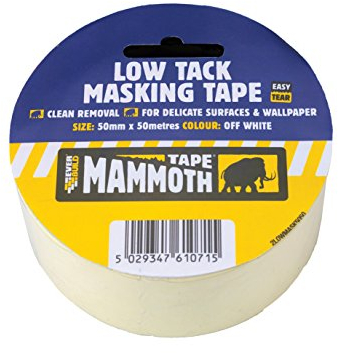 Everbuild Mammoth Low Tack Masking Tape – Easy Tear – Off White – 50mm x 25m