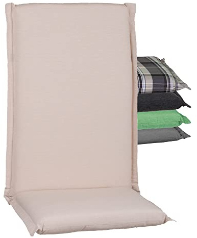 Beo Hochlehner Auflagen Waschbar Ascot | Made in EU Premium Plus Qualität | UV-beständige Gartenstuhlauflagen Hochlehner mit Reißverschluss | Atmungsaktive Stuhlauflagen Hochlehner in Beige