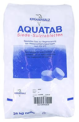 Krügersalz Salztabletten 25 kg für Enthärtungsanlagen – hochreine Siede-Salztabletten Regeneriersalz im 25-kg Sack für Wasserenthärtung und Kalkschutz