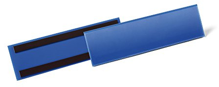 Durable Magnetische Etikettentasche, für Etiketten 1/3 A4 quer, Packung à 50 Stück, dunkelblau, 175807 | Format 1/3 A4 quer, scannertaugliche Hartfolie, für Lagerregale & Metallbehälter, 297 x 74 mm