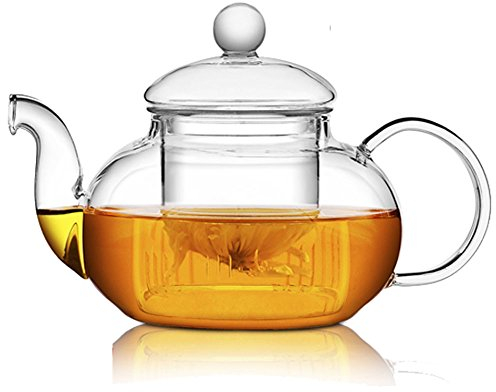 TAMUME 1000ML Tetera de Vidrio de Clásico con Filtro de Vidrio Infusor y Tapa