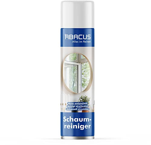 ABACUS® Glas Reiniger Schaum, Glas Reinigungs-Schaum, Schaum-Reiniger, Reinigungsschaum Glas, Glas Reinigung – Glasreiniger-Schaum für Haushalt & Auto Glasreiniger Schaum 400 ml (3450)