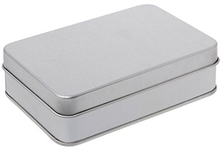 hgfcdd, scatole rettangolari in metallo color argento a tinta unita, contenitori per la casa e per la cucina, Silver, 04