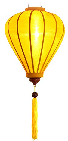 Art Saigon Asiatischer Lampion aus Seide, Gelb, M Ø 29 cm – traditionelle Laterne aus Stoff, Bambus und Holz, handgefertigt – Handwerk und Dekoration aus Vietnam (M20-J)