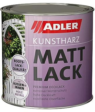 ADLER Kunstharz Mattlack Blau, RAL5010 Enzianblau 750 ml - Lack matt, geruchsarm gute Wetterbeständigkeit und hohe Deckkraft - Kunstharzlack in Bootslack Qualität