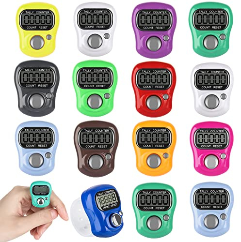 IWILCS Mechanischer Handzähler, 15Pcs Mini Finger Counter, Rundenzähler Digital Hand Held Clicker Zähler Mini Golf mit Metallschlaufe für Inventur Messen Training Schule （Zufällige Farbe）