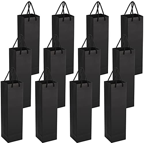 Heyu-Lotus 12 Pack Geschenktüten für Wein, Recycelbarer Wein Champagner Geschenktasche für Weihnachten, Hochzeit, Geburtstag (Schwarz)