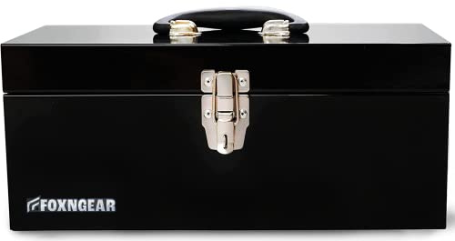 HantekSteel 16 Portable Steel Heavy-duty Tool Box 18-Gauge with Metal Latch and Handle Black